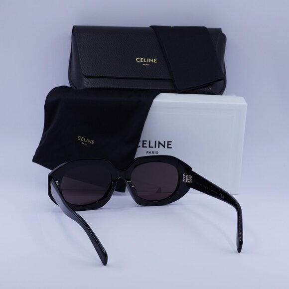 Celine CL40319F 01Y Oval Sunglasses - Shiny Black/Violet - Picture 4 of 8